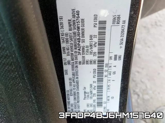 3FADP4BJ6HM157640 фото 2