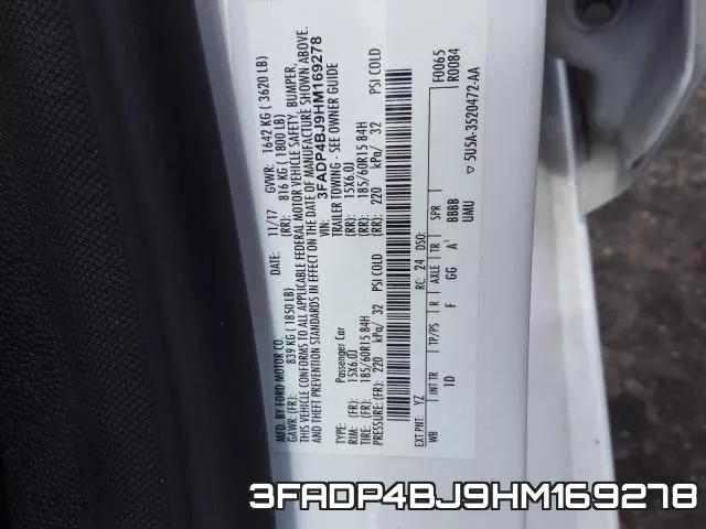 3FADP4BJ9HM169278 фото 2