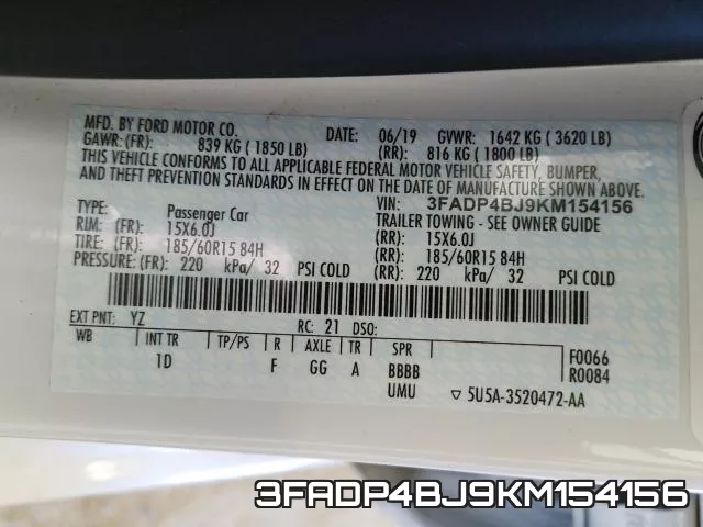 3FADP4BJ9KM154156 фото 2