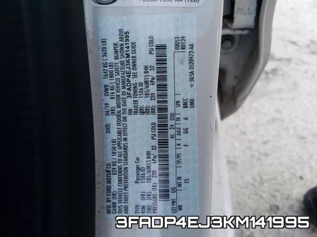 3FADP4EJ3KM141995 фото 2