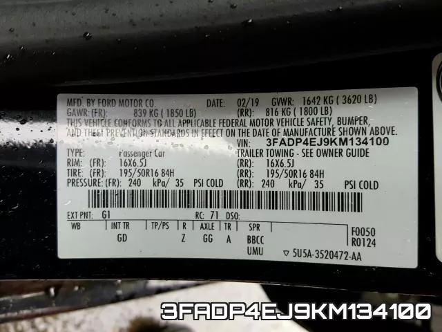 3FADP4EJ9KM134100 фото 2
