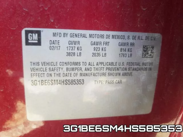 3G1BE6SM4HS585353 фото 2