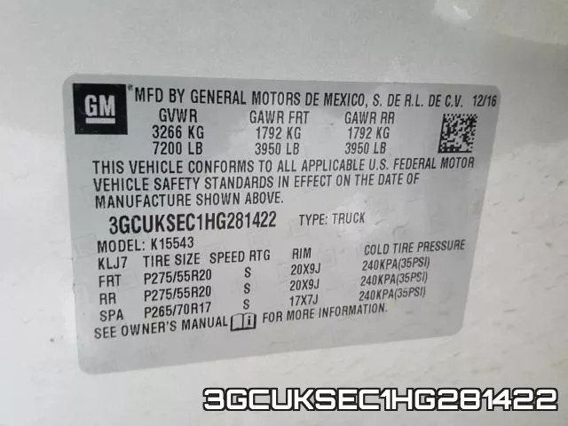 3GCUKSEC1HG281422 фото 2