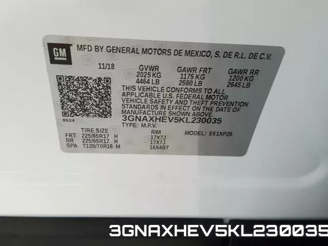 3GNAXHEV5KL230035 фото 2