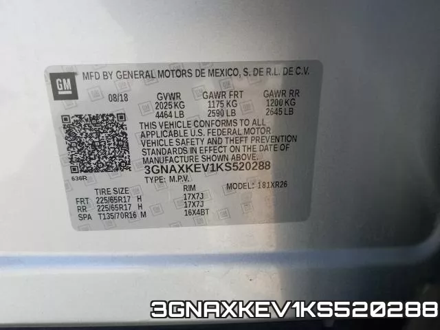 3GNAXKEV1KS520288 фото 2