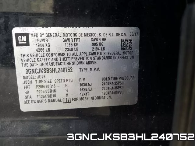 3GNCJKSB3HL240752 фото 2