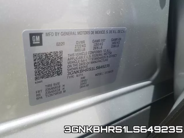 3GNKBHRS1LS649235 фото 2