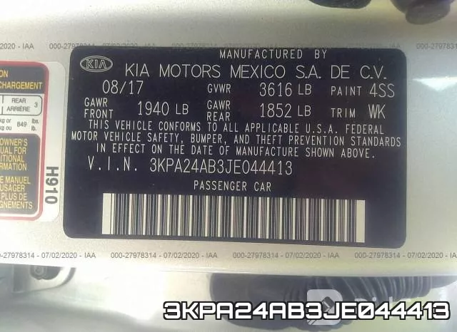 3KPA24AB3JE044413 фото 10