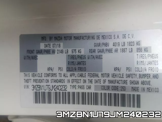 3MZBN1U79JM240232 фото 2