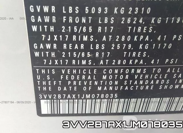 3VV2B7AX1JM078035 фото 10