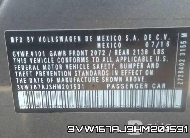 3VW167AJ3HM201531 фото 10