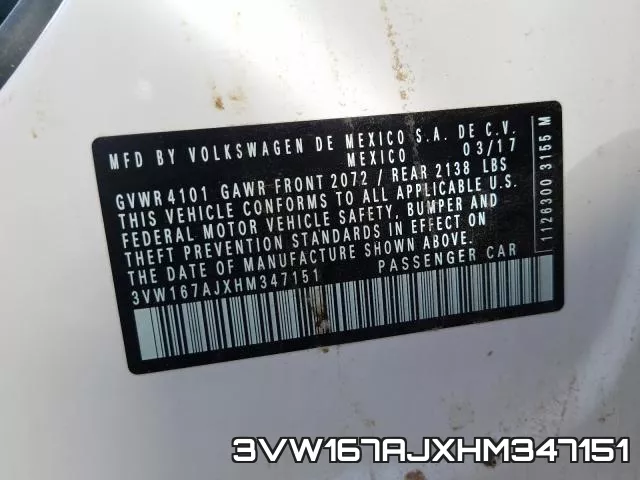 3VW167AJXHM347151 фото 2