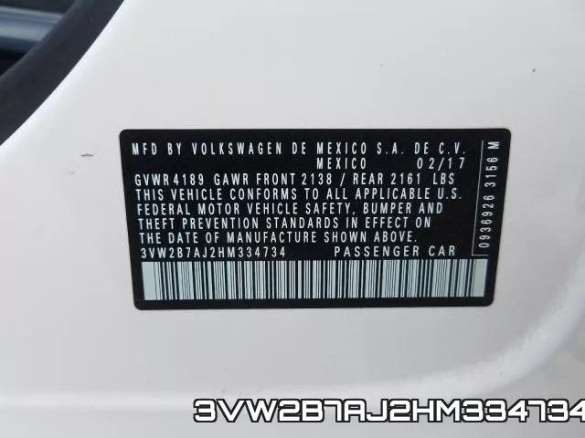3VW2B7AJ2HM334734 фото 2