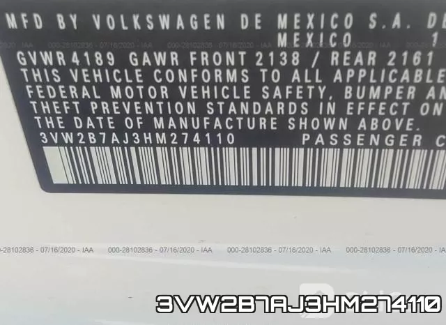 3VW2B7AJ3HM274110 фото 10