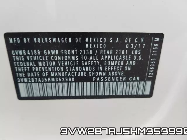 3VW2B7AJ5HM353990 фото 2