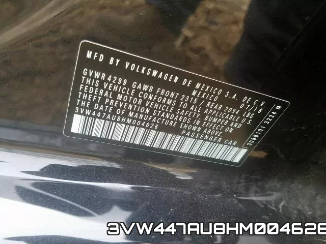 3VW447AU8HM004626 фото 2