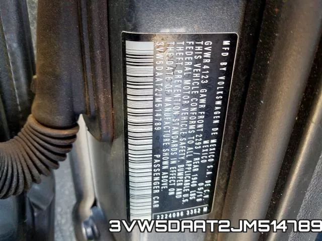 3VW5DAAT2JM514789 фото 2