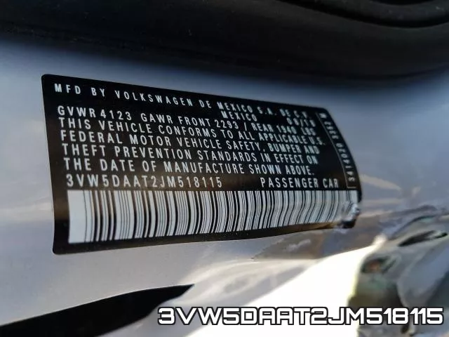 3VW5DAAT2JM518115 фото 2
