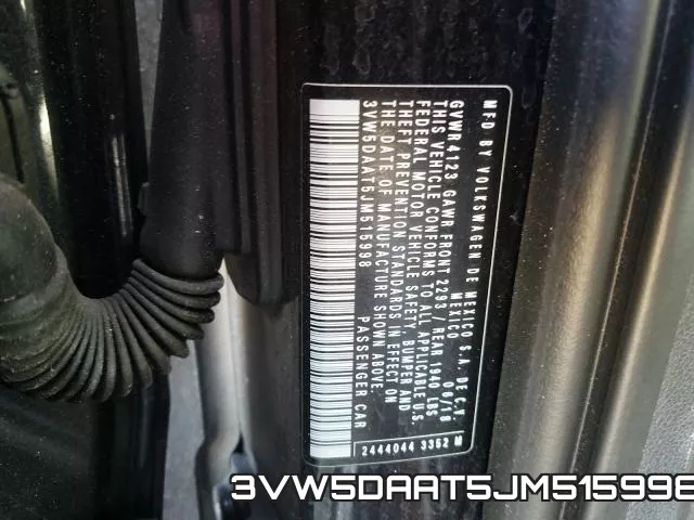 3VW5DAAT5JM515998 фото 2