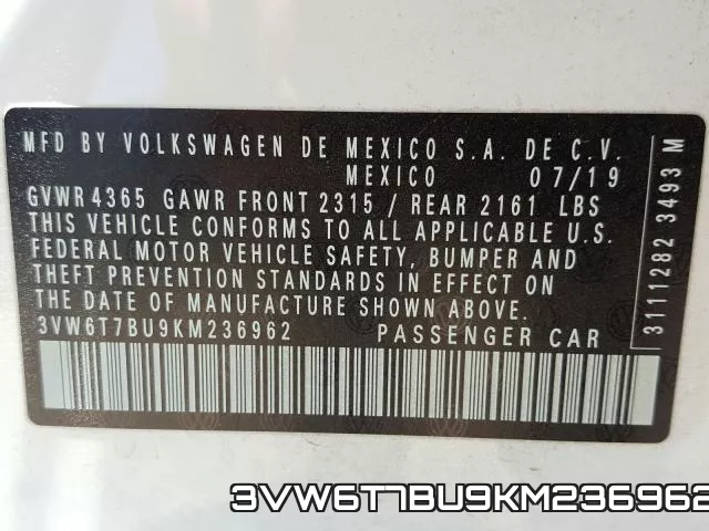 3VW6T7BU9KM236962 фото 2