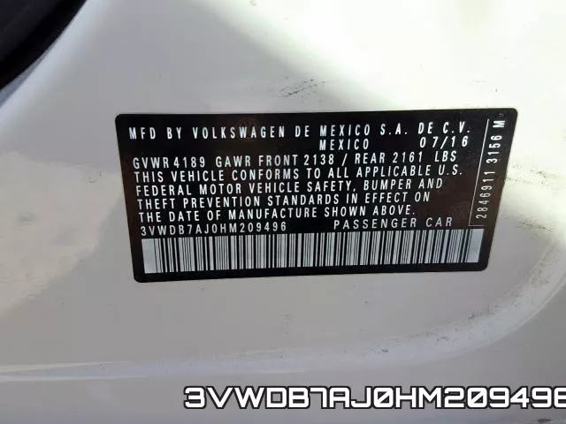 3VWDB7AJ0HM209496 фото 2
