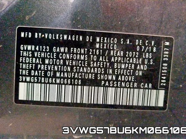 3VWG57BU6KM066106 фото 2