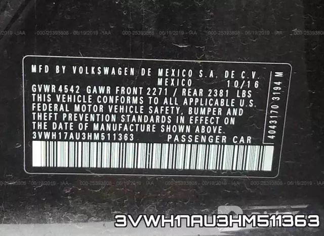 3VWH17AU3HM511363 фото 10