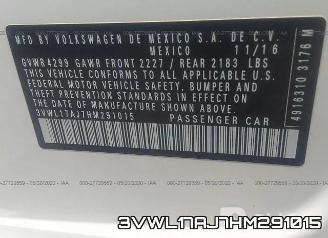 3VWL17AJ7HM291015 фото 10