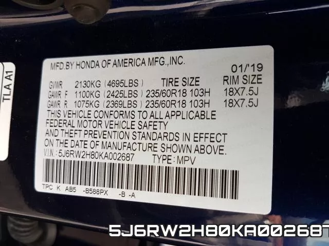 5J6RW2H80KA002687 фото 2