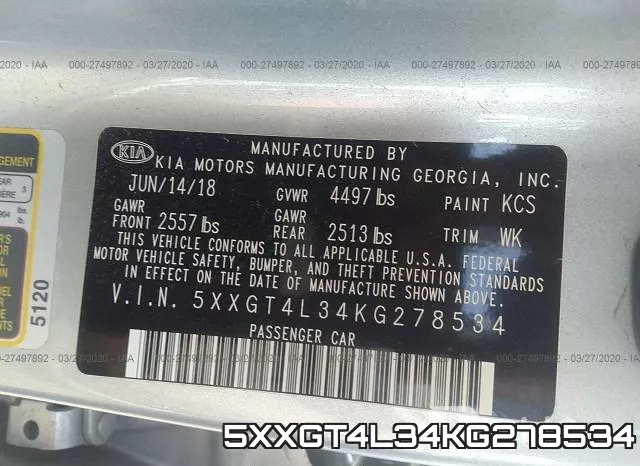 5XXGT4L34KG278534 фото 10