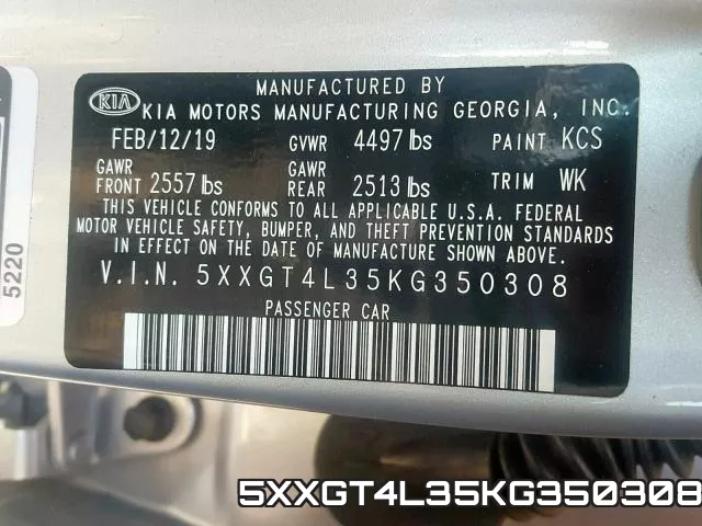 5XXGT4L35KG350308 фото 2