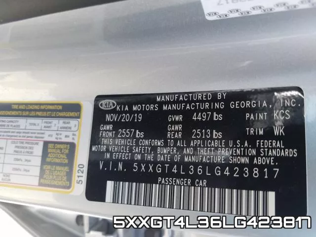 5XXGT4L36LG423817 фото 2