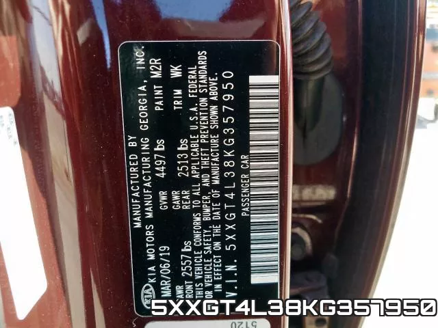 5XXGT4L38KG357950 фото 2
