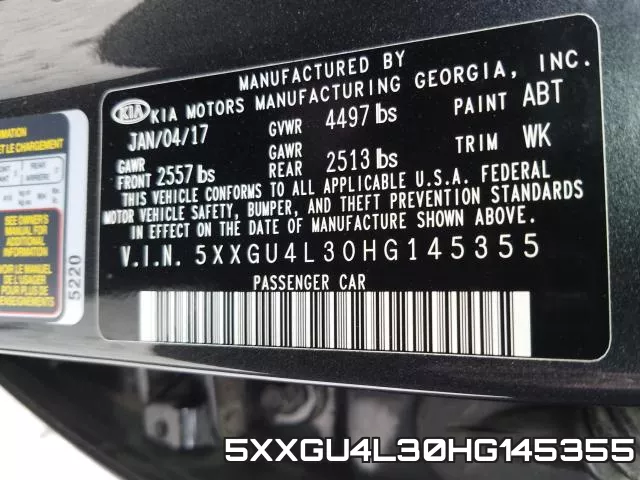 5XXGU4L30HG145355 фото 2