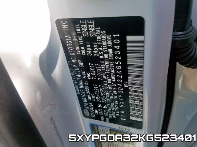 5XYPGDA32KG523401 фото 2