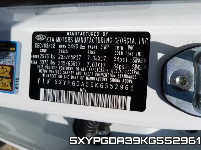 5XYPGDA39KG552961 фото 2