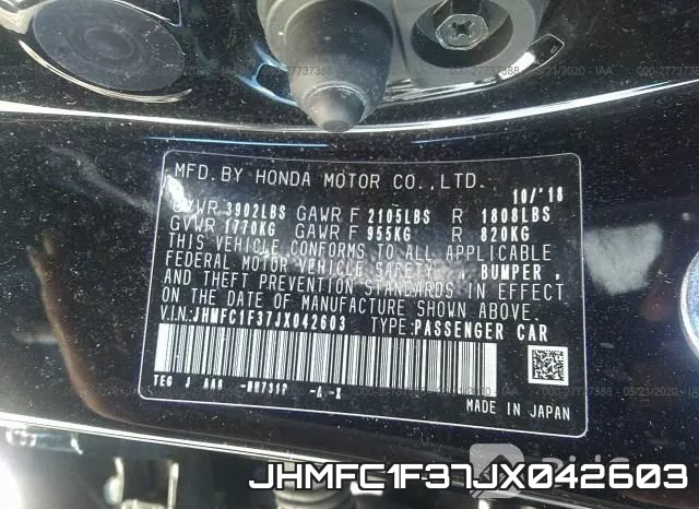 JHMFC1F37JX042603 фото 10