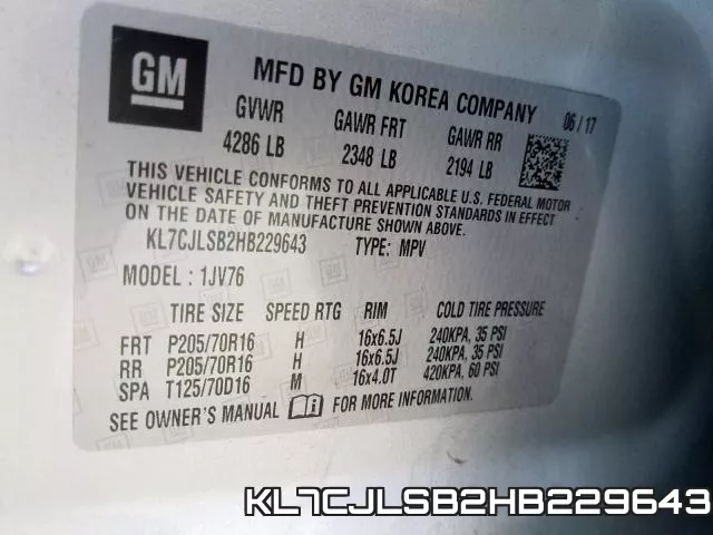 KL7CJLSB2HB229643 фото 2