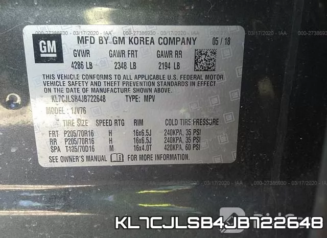 KL7CJLSB4JB722648 фото 10