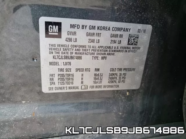 KL7CJLSB9JB674886 фото 2