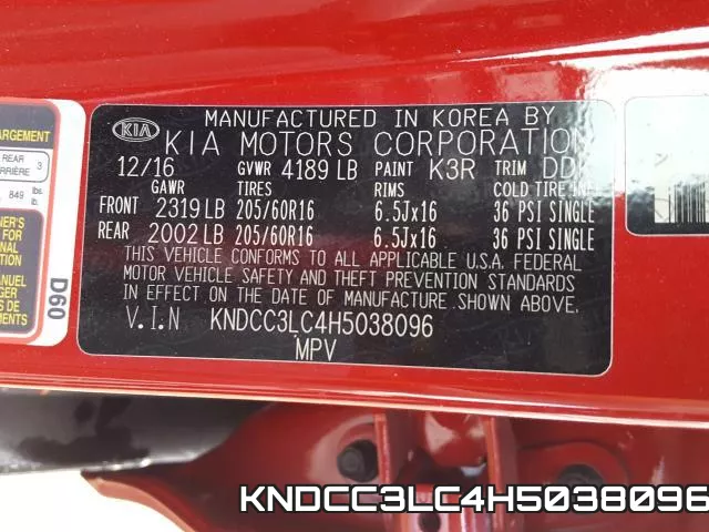 KNDCC3LC4H5038096 фото 2