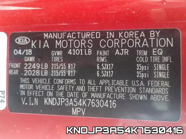 KNDJP3A54K7630416 фото 2