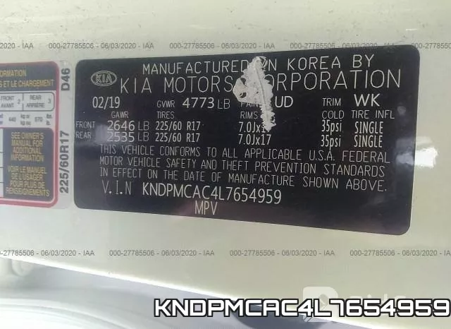 KNDPMCAC4L7654959 фото 10