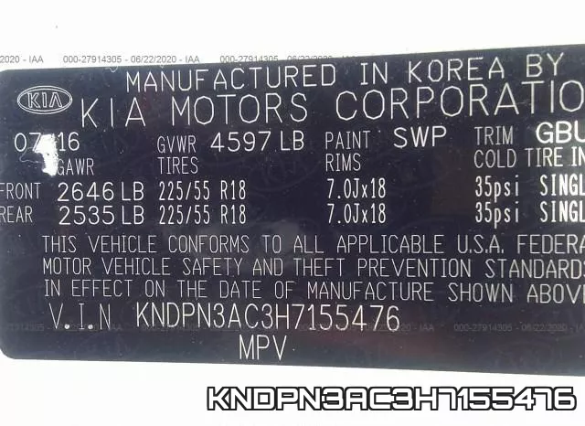 KNDPN3AC3H7155476 фото 10