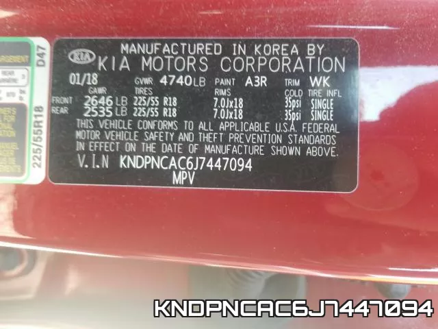 KNDPNCAC6J7447094 фото 2