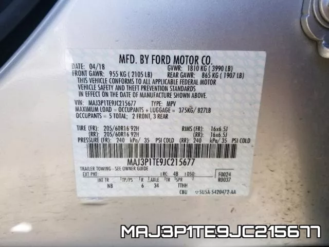 MAJ3P1TE9JC215677 фото 2