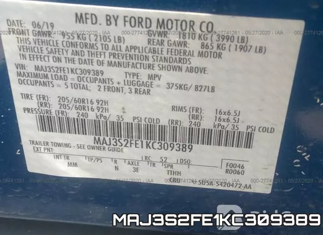 MAJ3S2FE1KC309389 фото 10
