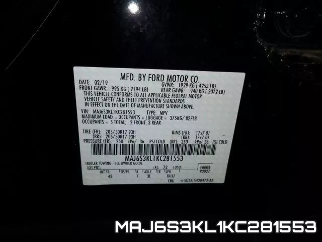 MAJ6S3KL1KC281553 фото 2