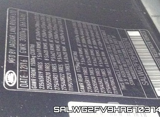 SALWG2FV9HA670374 фото 10
