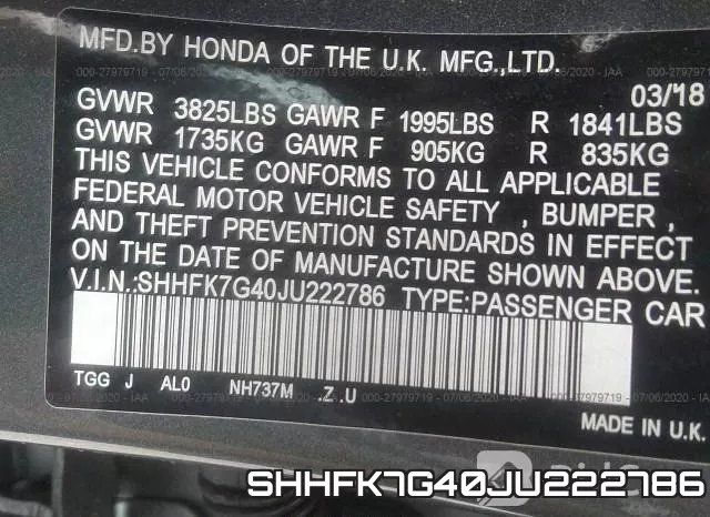 SHHFK7G40JU222786 фото 10
